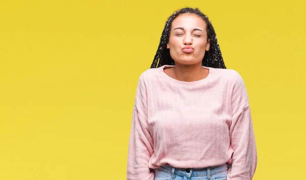 Junge Geflochtene Haare Afrikanisches Amerikanisches Mädchen Das Pullover Über Isoliertem — Stockfoto