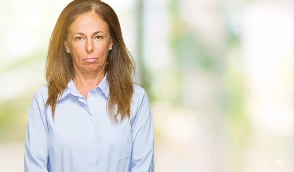 Güzel Orta Yaş Yetişkin Kadın Izole Arka Plan Yüzünden Depresyona — Stok fotoğraf
