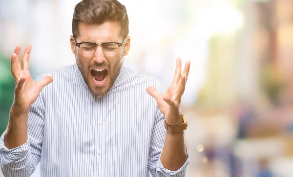 Young Handsome Man Isolated Background Celebrating Mad Crazy Success Arms — Stock Photo, Image