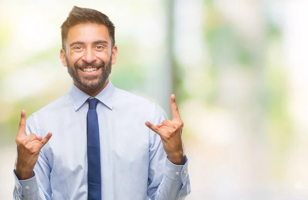 Adult Hispanic Business Man Isolated Background Shouting Crazy Expression Doing — Stock Photo, Image