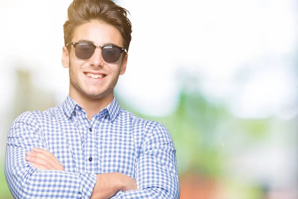 Joven Hombre Guapo Con Gafas Sol Sobre Fondo Aislado Cara —  Fotos de Stock