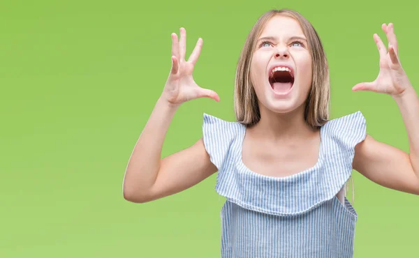 Junge Schöne Mädchen Über Isolierten Hintergrund Verrückt Und Verrückt Schreien — Stockfoto