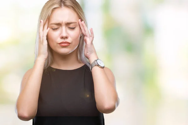 Mujer Rubia Joven Sobre Fondo Aislado Con Mano Cabeza Para — Foto de Stock