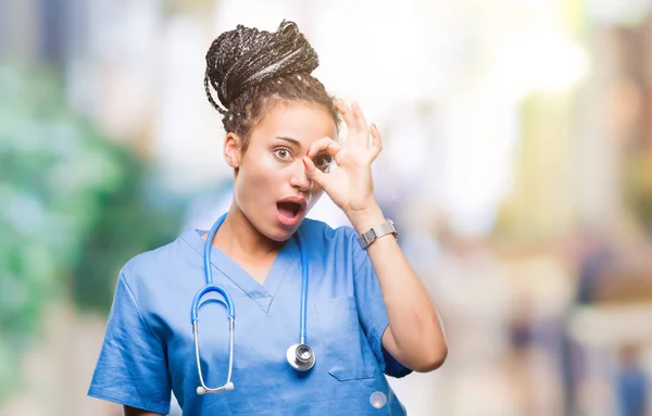 Junge Geflochtene Haare Afrikanisch Amerikanische Mädchen Professionellen Chirurgen Über Isolierten — Stockfoto