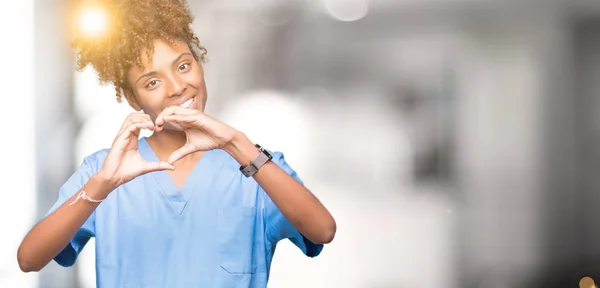 Young African American Doctor Woman Isolated Background Smiling Love Showing — Stock Photo, Image