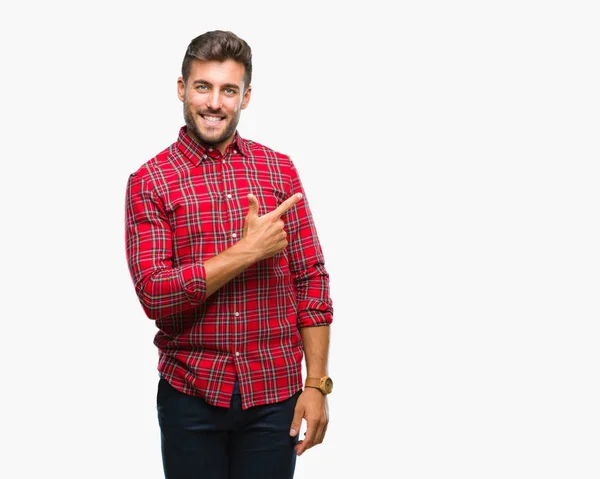 Jovem Homem Bonito Sobre Fundo Isolado Alegre Com Sorriso Rosto — Fotografia de Stock