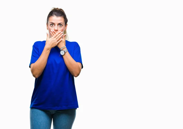 Joven Hermosa Mujer Usando Casual Azul Camiseta Sobre Fondo Aislado — Foto de Stock