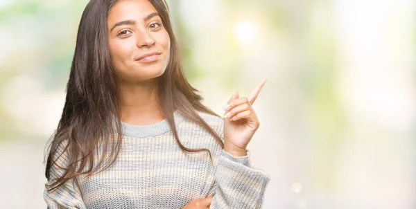 Young Beautiful Arab Woman Wearing Winter Sweater Isolated Background Big — Stock Photo, Image