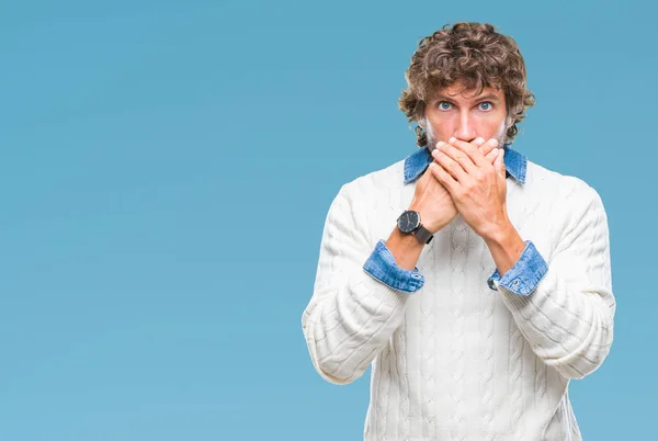 Bonito Modelo Hispânico Homem Vestindo Camisola Inverno Sobre Fundo Isolado — Fotografia de Stock