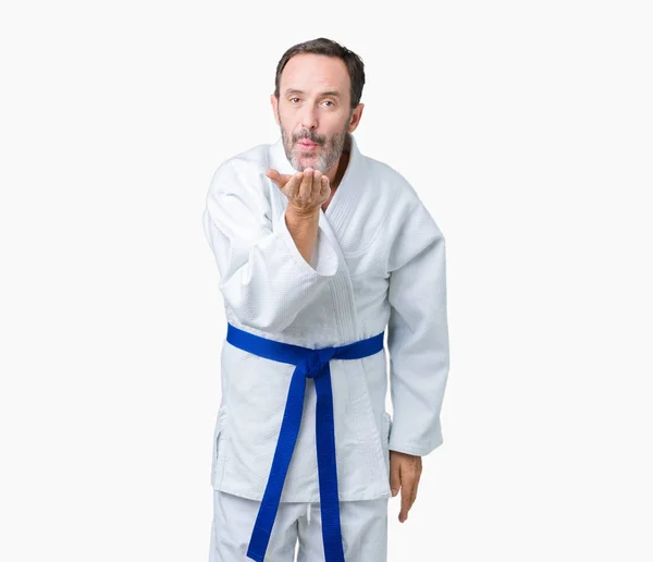 Handsome Middle Age Senior Man Wearing Kimono Uniform Isolated Background — Stock Photo, Image
