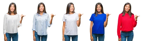 Composición Mujer Asiática China Sobre Fondo Aislado Sonriendo Con Cara — Foto de Stock