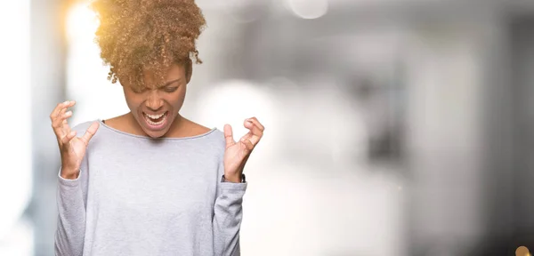 Belle Jeune Femme Afro Américaine Sur Fond Isolé Célébrant Fou — Photo