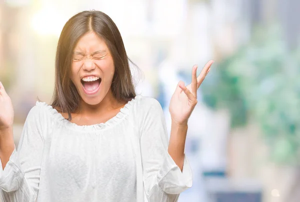 Mujer Asiática Joven Sobre Fondo Aislado Celebrando Loco Loco Por — Foto de Stock