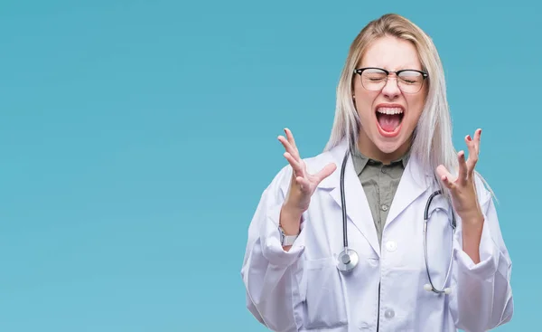 Young Blonde Doctor Woman Isolated Background Celebrating Mad Crazy Success — Stock Photo, Image