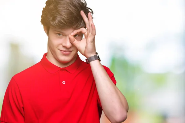 Young Handsome Man Wearing Red Shirt Isolated Background Doing Gesture — Stock Photo, Image