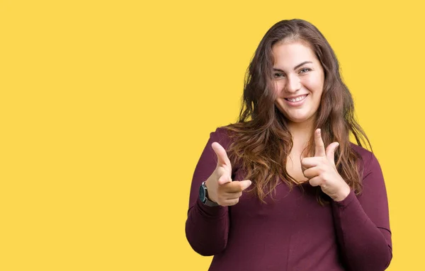 Beautiful Attractive Size Young Woman Wearing Dress Isolated Background Pointing — Stock Photo, Image