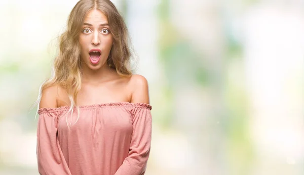 Beautiful Young Blonde Woman Isolated Background Afraid Shocked Surprise Expression — Stock Photo, Image