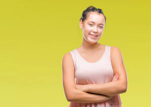 Joven Mujer Hermosa Caucásica Sobre Fondo Aislado Cara Feliz Sonriendo —  Fotos de Stock