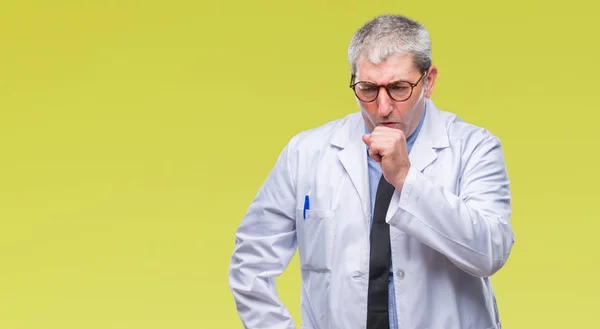 Szép Vezető Orvos Tudós Szakmai Ember Visel Fehér Kabát Fölött — Stock Fotó