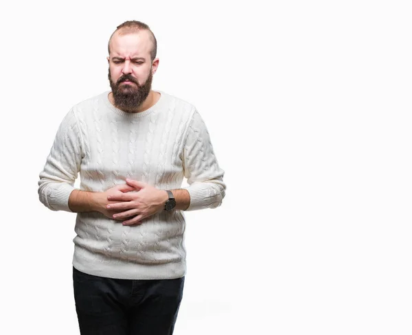 Giovane Hipster Caucasico Che Indossa Maglione Invernale Sfondo Isolato Con — Foto Stock