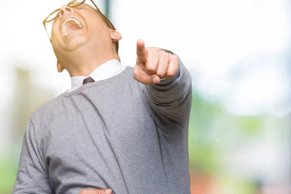 Bussines Edad Media Árabe Hombre Con Gafas Sobre Fondo Aislado — Foto de Stock