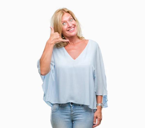 Mujer Mediana Edad Rubia Negocios Sobre Fondo Aislado Sonriendo Haciendo — Foto de Stock