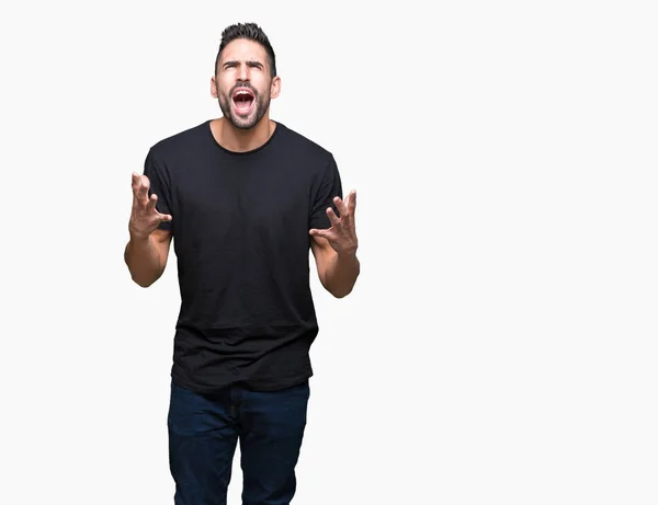 Young Handsome Man Isolated Background Crazy Mad Shouting Yelling Aggressive — Stock Photo, Image