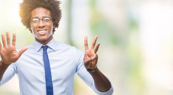 Afro Americký Obchodní Muž Nosí Brýle Nad Izolované Zobrazeným Pozadím — Stock fotografie