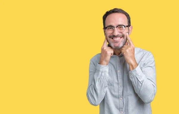 Beau Vieillard Élégant Âge Moyen Portant Des Lunettes Sur Fond — Photo