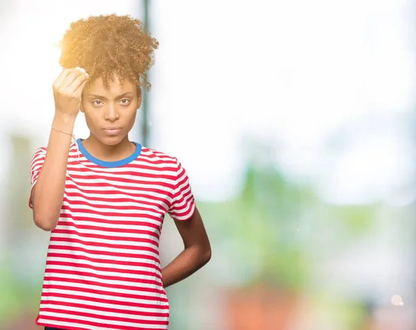 Linda Jovem Afro Americana Sobre Fundo Isolado Fazendo Gesto Italiano — Fotografia de Stock