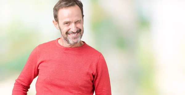 Handsome Middle Age Hoary Senior Man Wearing Winter Sweater Isolated — Stock Photo, Image