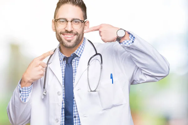 Handsome Young Doctor Man Isolated Background Smiling Confident Showing Pointing — Stock Photo, Image