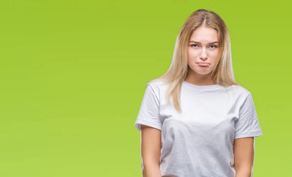 Giovane Donna Caucasica Sfondo Isolato Depresso Preoccupazione Angoscia Piangendo Arrabbiato — Foto Stock