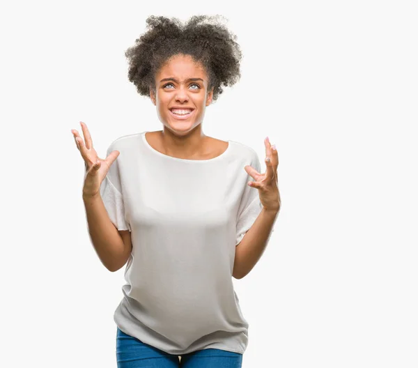 Mujer Afroamericana Joven Sobre Fondo Aislado Loco Loco Gritando Gritando — Foto de Stock