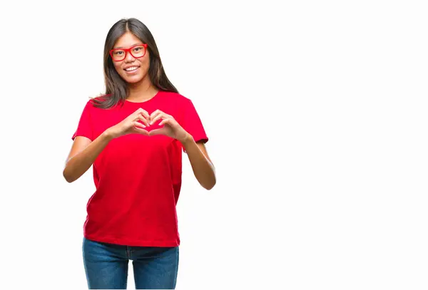 Junge Asiatische Frau Mit Brille Über Isoliertem Hintergrund Die Verliebt — Stockfoto