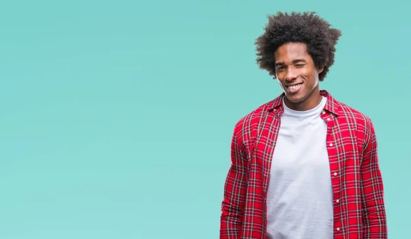 Afroamerikanischer Mann Vor Isoliertem Hintergrund Der Mit Sexy Gesichtsausdruck Fröhlichem — Stockfoto