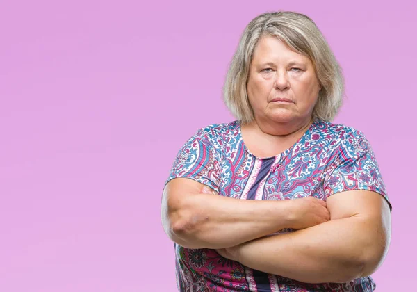 Senior Size Caucasian Woman Isolated Background Skeptic Nervous Disapproving Expression — Stock Photo, Image