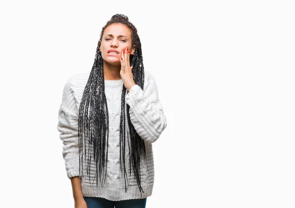 Junge Geflochtene Haare Afrikanisch Amerikanische Mädchen Tragen Pullover Über Isoliertem — Stockfoto