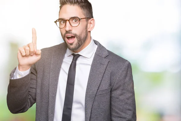 Joven Hombre Negocios Guapo Sobre Fondo Aislado Apuntando Con Dedo — Foto de Stock