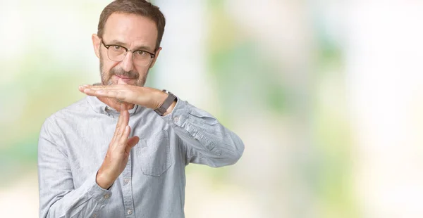 Bonito Meia Idade Elegante Homem Sênior Vestindo Óculos Sobre Fundo — Fotografia de Stock