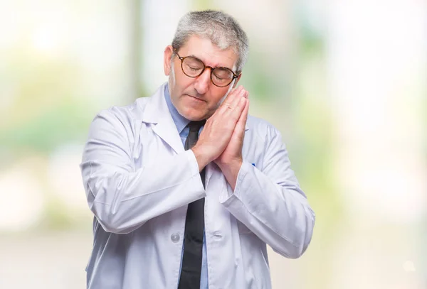 Handsome Senior Doctor Scientist Professional Man Wearing White Coat Isolated — Stock Photo, Image