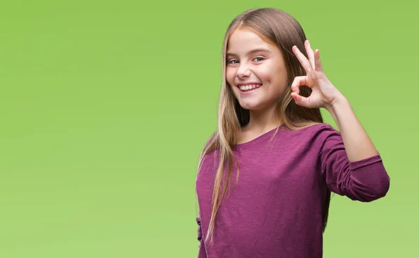 Young Beautiful Girl Isolated Background Smiling Positive Doing Sign Hand — Stock Photo, Image