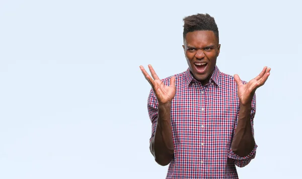 Jovem Homem Afro Americano Sobre Fundo Isolado Celebrando Louco Espantado — Fotografia de Stock