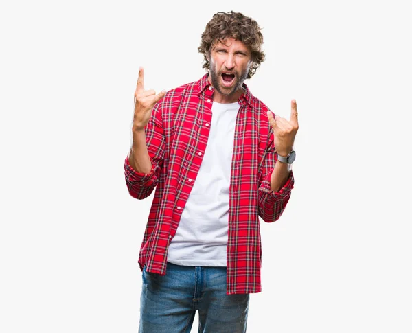 Handsome Hispanic Model Man Isolated Background Shouting Crazy Expression Doing — Stock Photo, Image