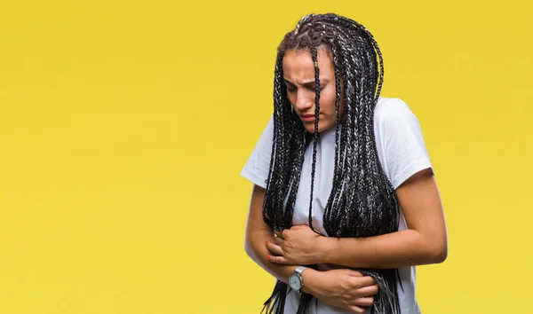 Jeune Fille Afro Américaine Cheveux Tressés Sur Fond Isolé Avec — Photo