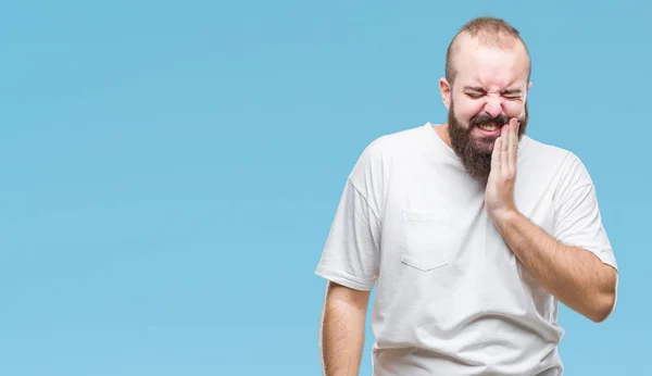 Jeune Homme Hipster Caucasien Portant Shirt Décontracté Sur Fond Isolé — Photo