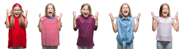 Colagem Criança Menina Bonita Jovem Sobre Fundo Isolado Celebrando Louco — Fotografia de Stock