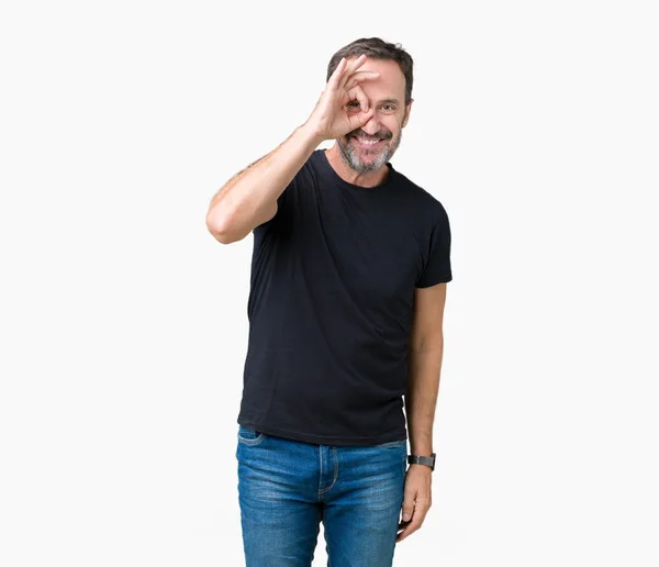 Handsome Middle Age Hoary Senior Man Isolated Background Doing Gesture — Stock Photo, Image