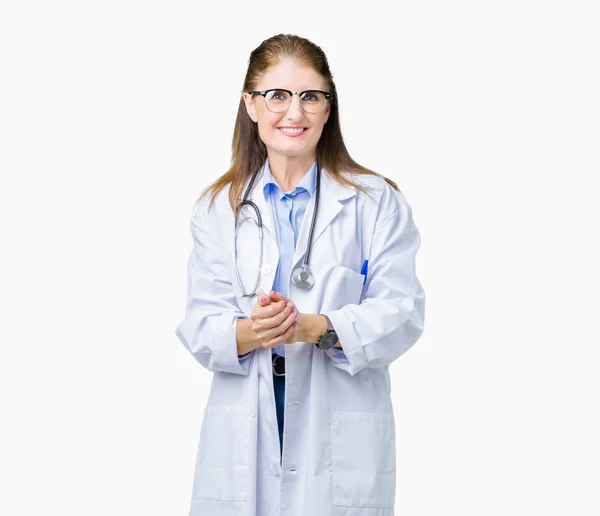 Middle Age Mature Doctor Woman Wearing Medical Coat Isolated Background — Stock Photo, Image