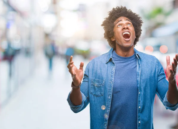 Homem Afro Americano Sobre Fundo Isolado Louco Louco Gritando Gritando — Fotografia de Stock